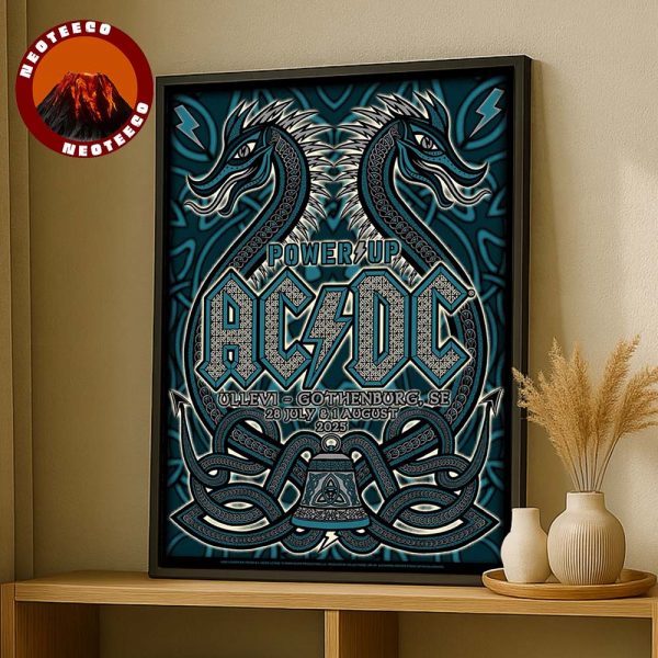 ACDC Power Up Poster At Ullevi In Gothenburg SE On 28 July And 1 August Featuring Twin Dragon Art 2025 Wall Decor Poster Canvas