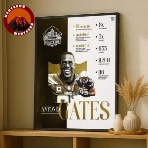Antonio Gates NFL Pro Football Hall Of Fame Canton Ohio 2025 NFL Football Legend Home Decor Poster Canvas