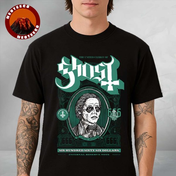Ghost Skeleton Merch Design On Mummy Dust Dollar Bill 2025 With Papa Emeritus Money Theme Unisex T-Shirt