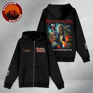 Iron Maiden Run For Your Lives World Tour 2025 2026 All Over Zip Hoodie