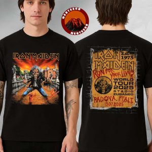 Iron Maiden Run For Your Lives World Tour 2025 Italy Event Tee Eddie In Padova Italy At Stadio Euganeo On July 13 2025 Two Sides Unisex T-Shirt
