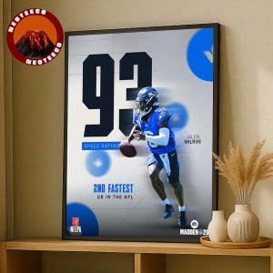 Jalen Milroe Madden 26 Poster Speed Rating 93 Second Fastest QB NFL 2025 Seahawks Home Decor Poster Canvas