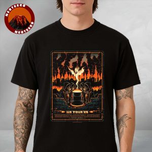King Gizzard Tour Poster In Multiple US Cities 2025 With Apocalyptic Fire Demon Concept Unisex T-Shirt