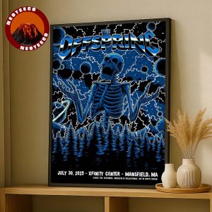 The Offspring Concert Print At Xfinity Center In Mansfield MA 2025 Skeleton Lightning Artwork Home Decor Poster Canvas