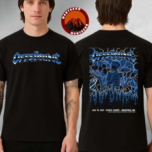 The Offspring Concert Print At Xfinity Center In Mansfield MA 2025 Skeleton Lightning Artwork Two Sides Unisex T-Shirt