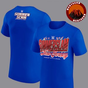WWE SummerSlam New Jersey 2025 August 2 And 3 Retro Logo Two Sided Blue T-Shirt