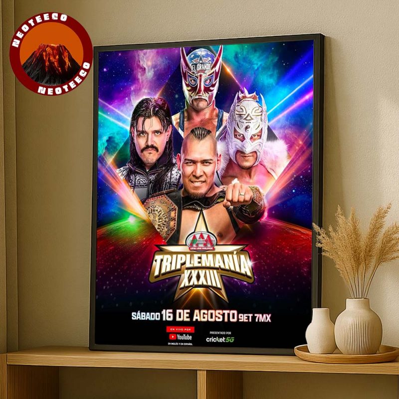 AAA Triplemania XXXIII Wrestling Match Poster At Mexico City August 16 2025 Championship Event Home Decor Poster Canvas