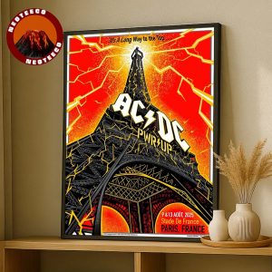 ACDC Gig Poster At Stade De France In Paris France On August 9 And 13 2025 Eiffel Tower Lightning Artwork Home Decor Poster Canvas