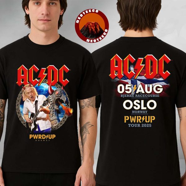 ACDC Live Show Tee At Bjerke Racecourse In Oslo Norway On August 5 2025 PWR UP Tour Design Two Sides Unisex T-Shirt