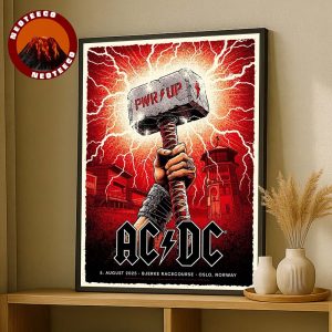 ACDC Poster At Bjerke Racecourse In Oslo Norway On August 5 2025 With Power Up Hammer Artwork Home Decor Poster Canvas
