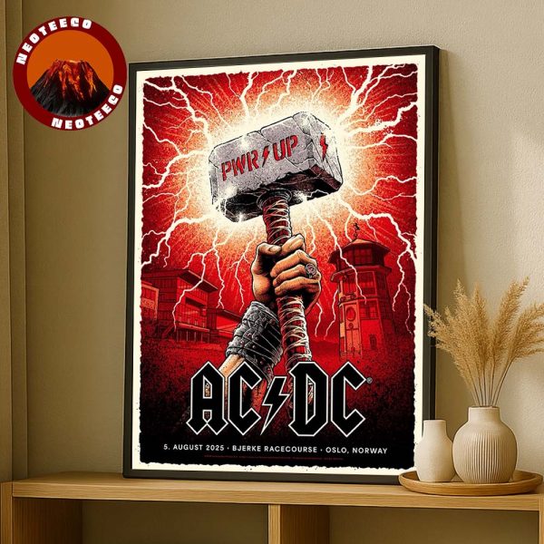 ACDC Poster At Bjerke Racecourse In Oslo Norway On August 5 2025 With Power Up Hammer Artwork Home Decor Poster Canvas