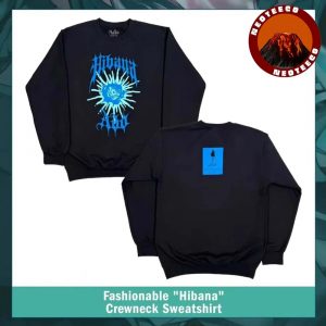 Ado Hibana World Tour 2025 Black Crewneck Sweatshirt with Blue Sunburst Graphic