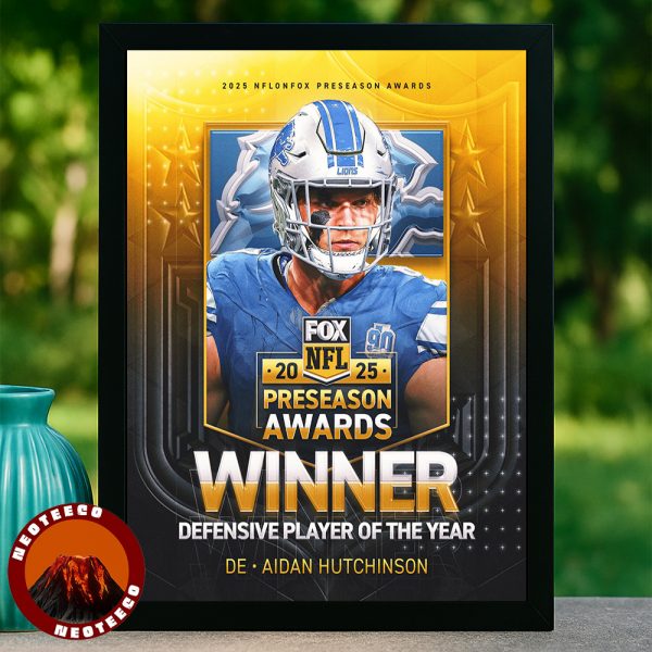 Aidan Hutchinson Detroit Lions Winner Defensive Player Of The Year At NFL Preseason Awards Football 2025 Wall Art Powerful Artwork Home Decor Poster Canvas