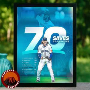 Andres Munoz Seattle Mariners 70 Saves Milestone MLB Baseball 2025 Sports Poster Dynamic Celebration Artwork Home Decor Poster Canvas
