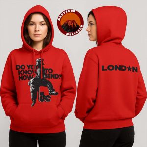Billie Eilish London Tour Bend Graphic Red Hoodie For Fans Two Sides Unisex Hoodie