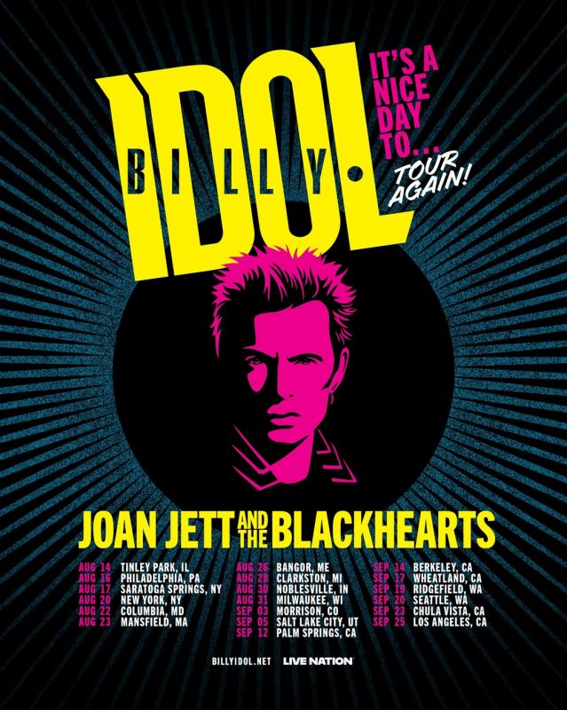 Billy Idol & Joan Jett And The Blackhearts US Tour Rock Concert 2024 Poster Retro Pop Art Style