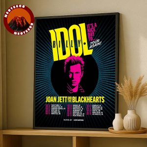 Billy Idol & Joan Jett And The Blackhearts US Tour Rock Concert 2024 Poster Retro Pop Art Style Home Decor Poster Canvas