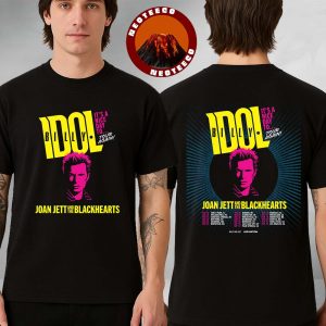 Billy Idol & Joan Jett And The Blackhearts US Tour Rock Concert 2024 Poster Retro Pop Art Style Two Sides Unisex T-Shirt