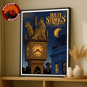 Billy Strings Concert Poster At Commodore Ballroom In Vancouver BC On August 19-20 2025 Dual Night Artwork Wolves And Clock Home Decor Poster Canvas