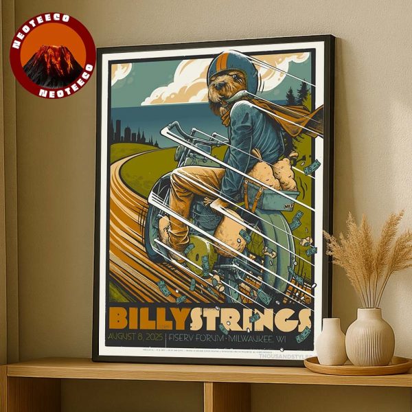 Billy Strings Concert Poster At Fiserv Forum In Milwaukee WI On August 8 2025 Motorcycle Dog Artwork Home Decor Poster Cavnas
