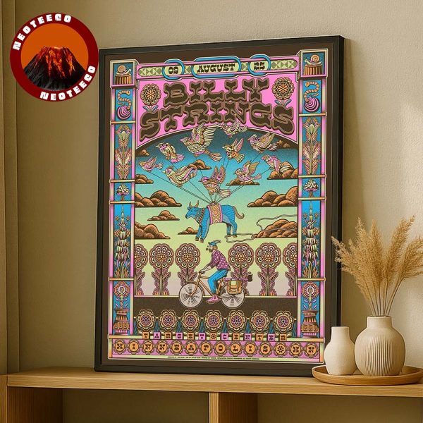 Billy Strings Concert Poster At Minneapolis In Minnesota On August 9 2025 Psychedelic Birds And Cow Artwork Home Decor Poster Canvas