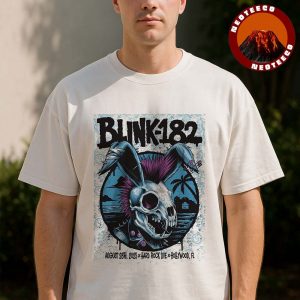 Blink 182 Concert Poster At Hard Rock Live In Hollywood FL On August 28 2025 Punk Skull Bunny Artwork Unisex T-Shirt