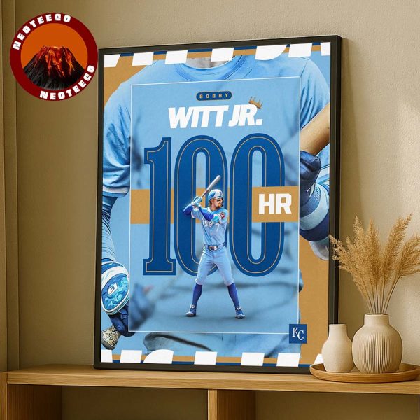 Bobby Witt Jr Kansas City Royals 100 Career Home Runs MLB Baseball 2025 Poster Legendary Milestone Artwork Home Decor Poster Canvas
