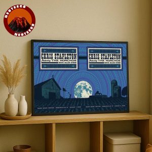Chris Stapleton Tour Full Show Combined Poster For Noblesville IN Ruoff Music Center On August 1 2025 Moonlight Barn Basketball Artwork Home Decor Poster Canvas
