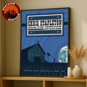 Chris Stapleton Tour Poster At Ruoff Music Center In Noblesville IN On August 1 2025 Moonlight Barn Basketball Artwork Home Decor Poster Canvas