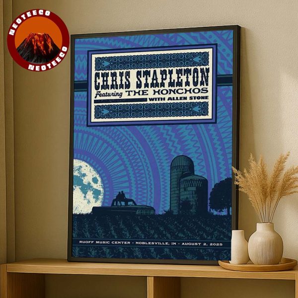 Chris Stapleton Tour Poster At Ruoff Music Center In Noblesville IN On August 2 2025 Moonlight Farm Landscape Design Home Decor Poster Canvas