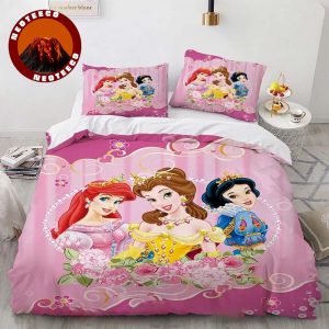 Cinderella Belle Ariel Jasmine Aurora Snow White Disney Princess Bedding Set Pink Queen Size