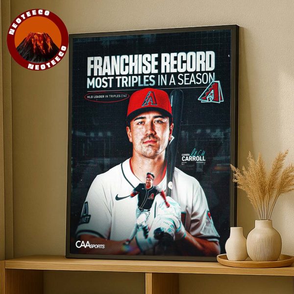 Corbin Carroll Arizona Diamondbacks Poster Franchise Record Most Triples In A Season MLB Baseball 2025 Home Decor Poster Canvas