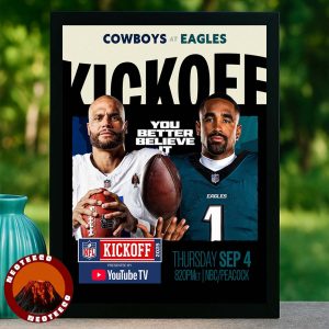Dallas Cowboys vs Philadelphia Eagles Kickoff 2025 NFL Football Poster Intense Rivalry Artwork Home Decor Poster Canvas