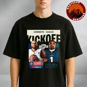 Dallas Cowboys vs Philadelphia Eagles Kickoff 2025 NFL Football Poster Intense Rivalry Artwork Unisex T-Shirt