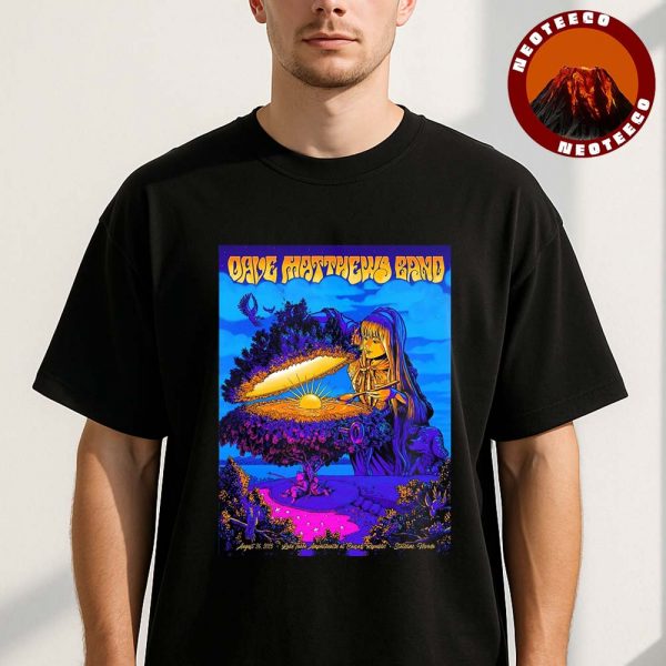 Dave Matthews Band Concert Poster At Lake Tahoe Amphitheatre In Stateline NV On August 26 2025 Sunrise Fantasy Artwork Unisex T-Shirt