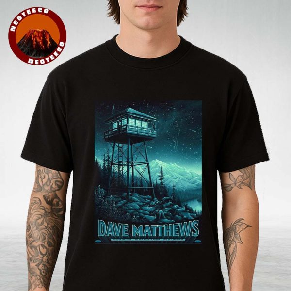 Dave Matthews Music Poster At Big Sky Events Arena In Montana On August 1 2025 Night Sky Forest Scene Unisex T-Shirt