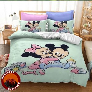 Disney Bedding Set Kids Cartoon Mickey Minnie Couple Duvet Cover Pillowcases