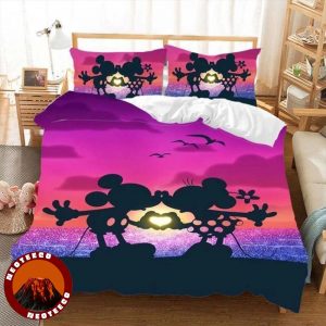 Disney Bedding Set Mickey Minnie Love Cartoon Couple Duvet Cover with Pillowcases