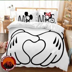 Disney Bedding Set Romantic Minnie Mickey Couple Cartoon Love Theme for Bed