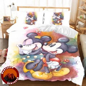 Disney Mickey Minnie Bedding Set Cute Cartoon Hearts Duvet Cover with Pillowcases
