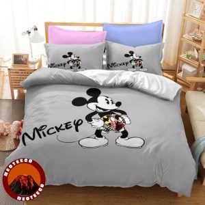 Disney Mickey Minnie Bedding Set Cute Couple Cartoon Love Pink Red Duvet Cover