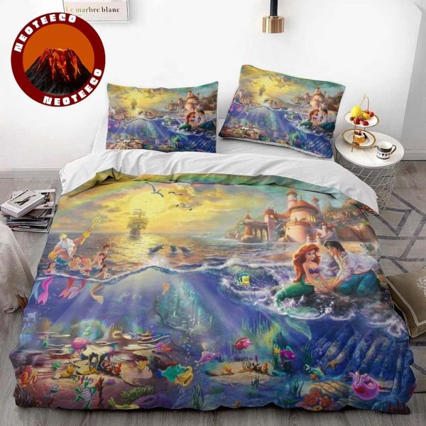 Disney Princess Bedding Set Girls Pink Quilt Cover with Cinderella Ariel Belle Aurora