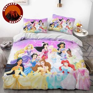 Disney Princess Bedding Set Kids Bedroom Pink Duvet Cover with Cute Cartoon Characters