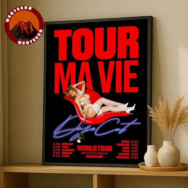 Doja Cat Tour Ma Vie World Tour Poster 2025 Australia Asia Concert Dates Artwork Home Decor Poster Canvas
