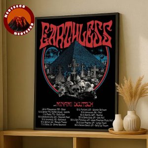 Earthless Tour Poster In October 2025 With Skull Pyramid Artwork And Red Psychedelic Font Home Decor Poster Canvas