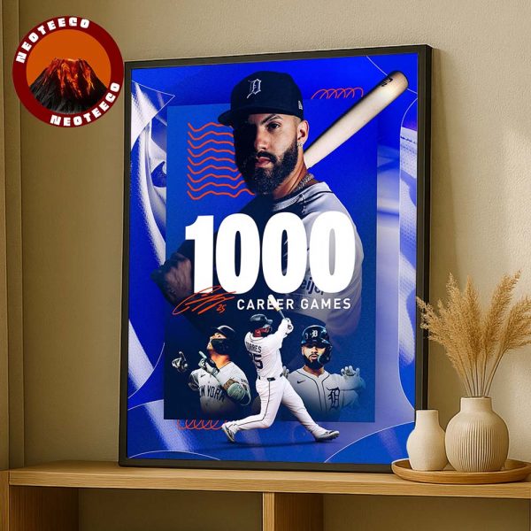 Gleyber Torres Detroit Tigers 1000 Career Games MLB Baseball 2025 Poster Milestone Artwork Home Decor Poster Canvas