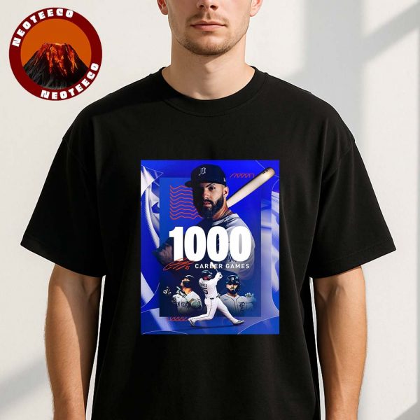 Gleyber Torres Detroit Tigers 1000 Career Games MLB Baseball 2025 Poster Milestone Artwork Unisex T-Shirt