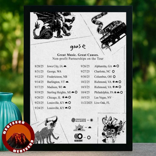 Goose Fall Tour Poster At Multiple Cities Across US And Canada 2025 Non Profit Partnerships Artwork Home Decor Poster Canvas
