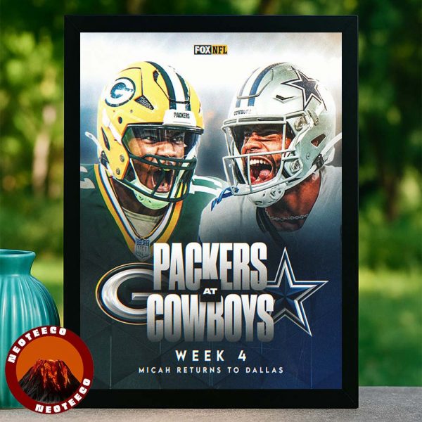Green Bay Packers vs Dallas Cowboys Sports Poster At AT&T Stadium 2025 NFL Football Week 4 Matchup Home Decor Poster Canvas