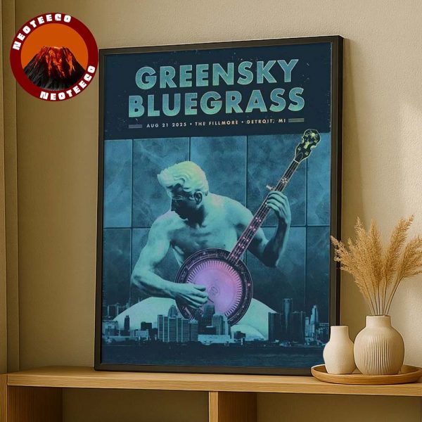 Greensky Bluegrass Concert Poster At The Fillmore In Detroit Michigan On August 21 2025 Banjo Statue Artwork Home Decor Poster Canvas